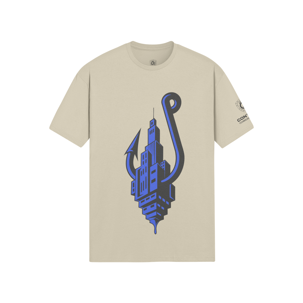 T-Shirt Surveillant CONTRKOU coloris Beige — berges industrielles fleuve Saint-Laurent — CONTRKOU